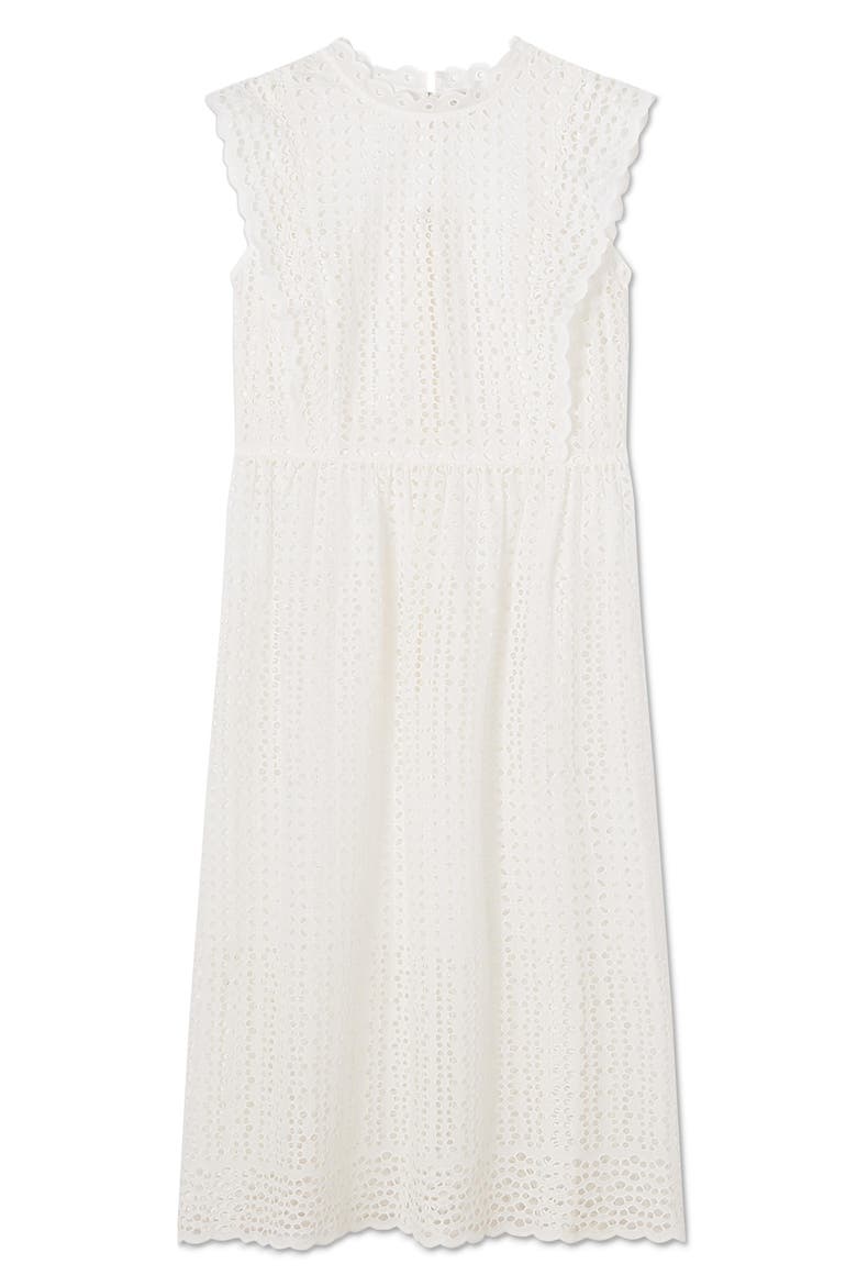 Laila Broderie Cotton Dress, Alternate, color, WHITE