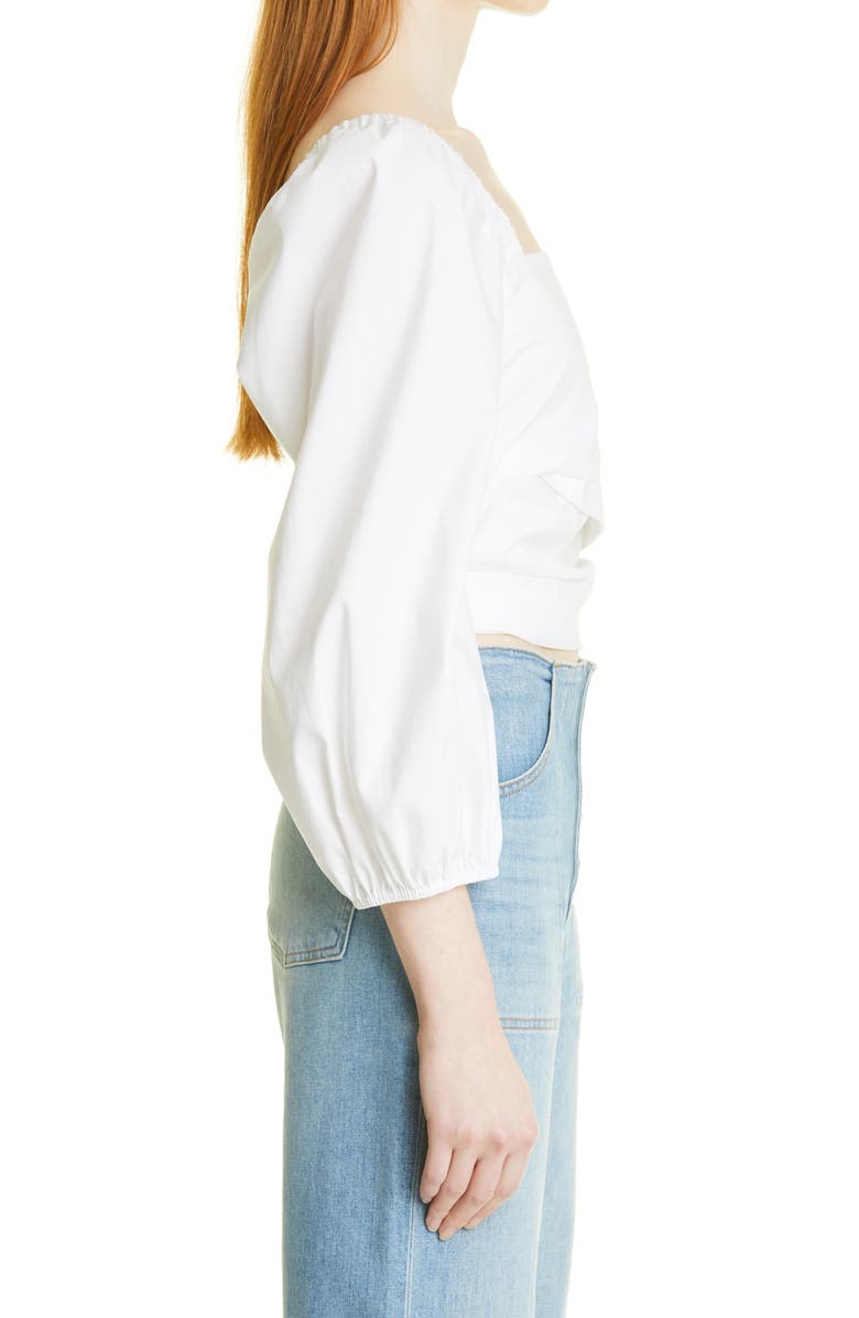 Veronica Beard Kayla Puff Sleeve Square Neck Cotton Blend Top, Alternate, color,