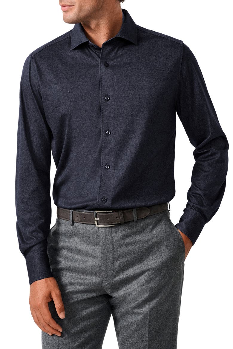 Pima Cotton Button Up Shirt, Main, color, NAVY