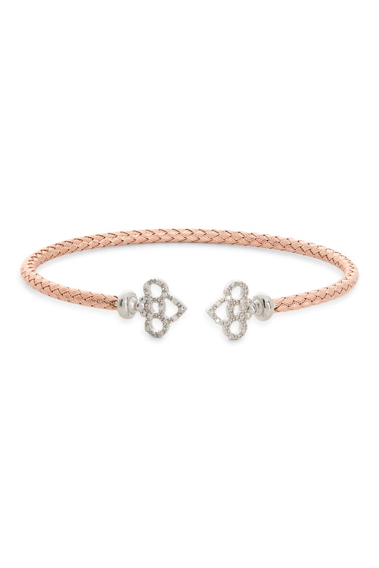 Diamond Woven Cuff Bracelet, Main, color, ROSE GOLD