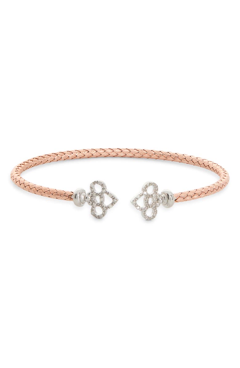 MESHMERISE Diamond Woven Cuff Bracelet, Main, color, Rose Gold