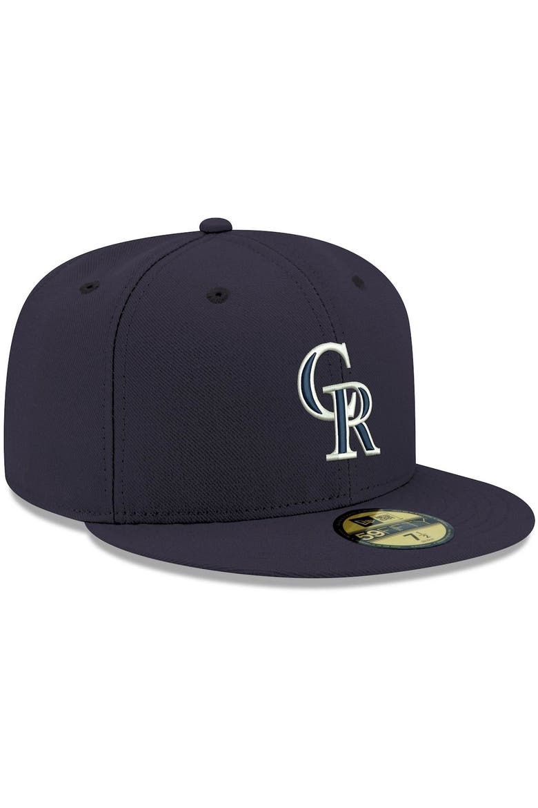 Men's New Era Navy Colorado Rockies White Logo 59FIFTY Fitted Hat, Alternate, color, Navy