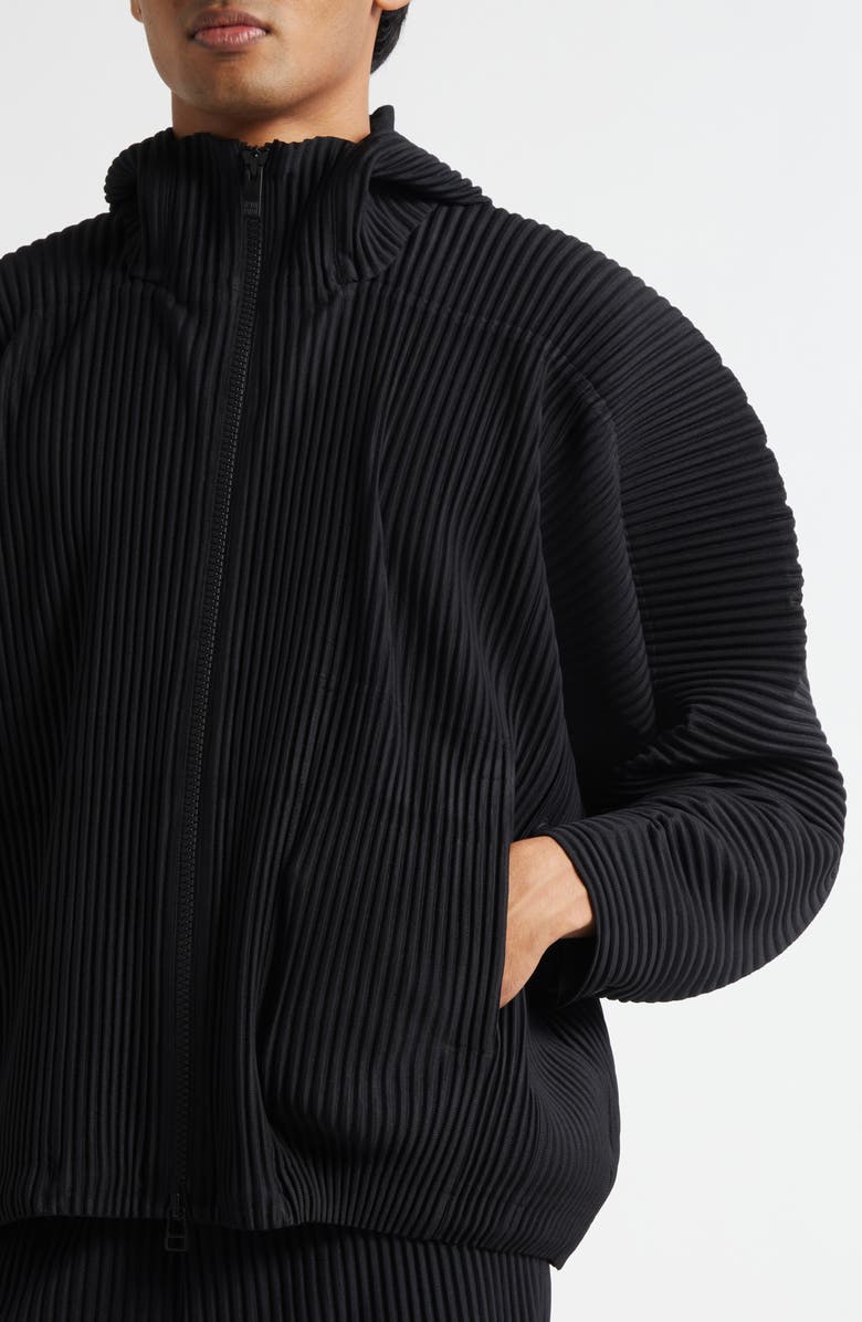 Homme Plissé Issey Miyake Monthly Colors May Pleated Hooded Jacket, Alternate, color, Black