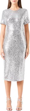 Endless Rose Sequin Short Sleeve Midi Sheath Dress