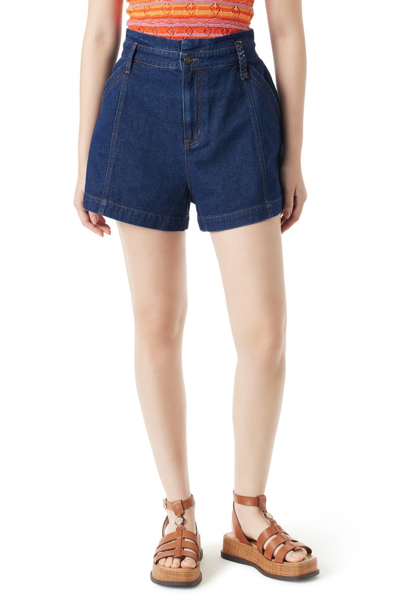 Sam Edelman Kaden Ribcage Flare Denim Shorts, Main, color, 
