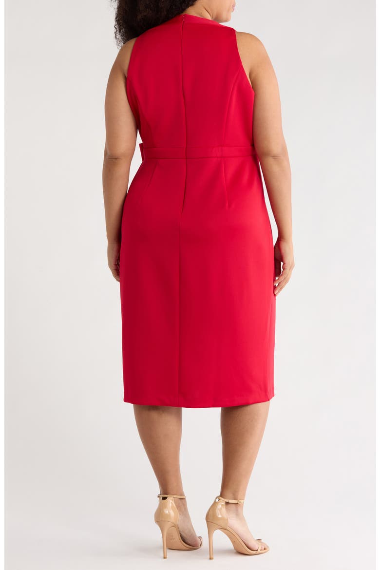 Techno Bow Surplice Scuba Knit Dress, Alternate, color, RED