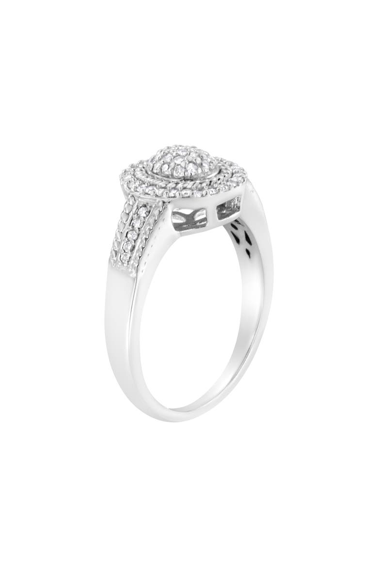 Silver 1/3 Cttw Pave Set Round-Cut Diamond Braided Halo Cocktail Ring, Alternate, color, White
