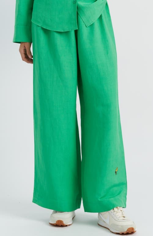 Chinti & Parker Linen-cotton Peanuts Racquet Club Trousers In Green