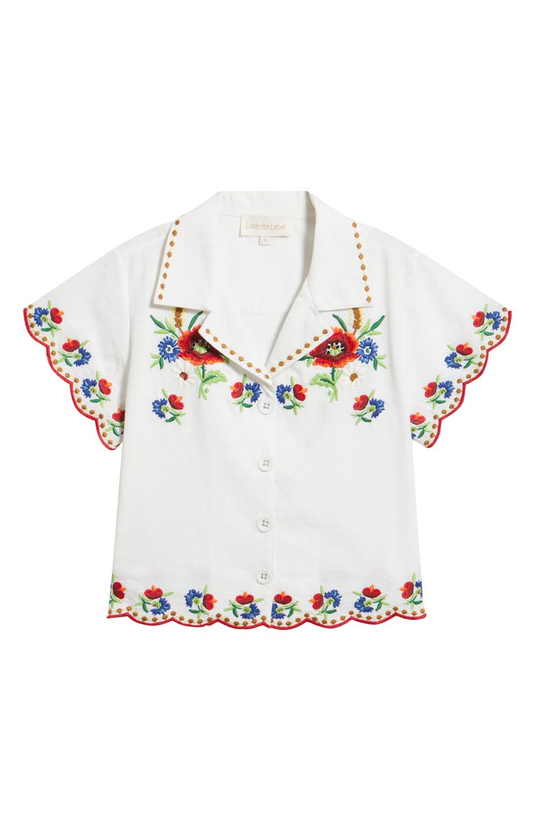 LOVE THE LABEL Vera Embroidered Crop Shirt, Alternate, color, May Morris Embroidery