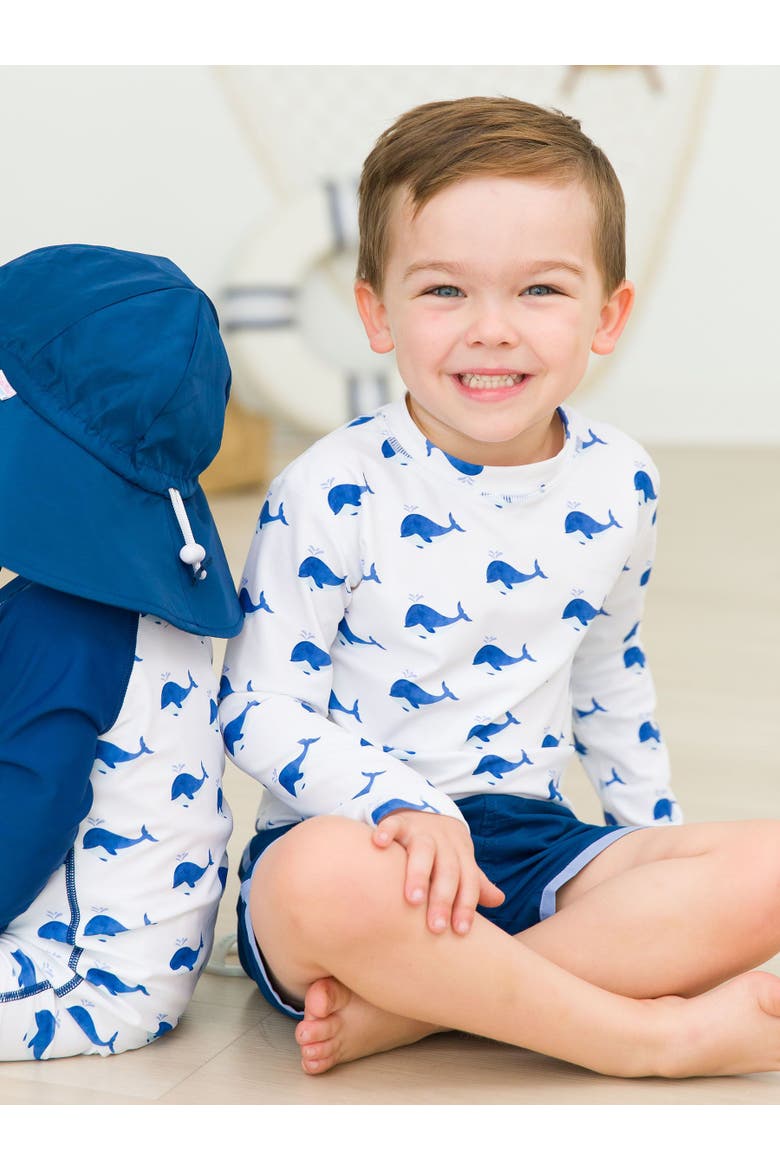 Boys UPF50+ Sun Protected Long Sleeve Rash Guard, Alternate, color, Whale Friends