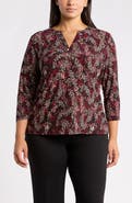 AK ANNE KLEIN Print Henley Top