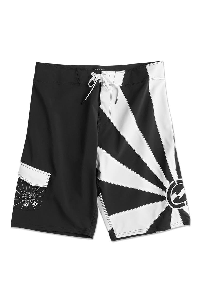 A.I. Rising Sun Pro Board Shorts, Alternate, color, BLACK/ WHITE