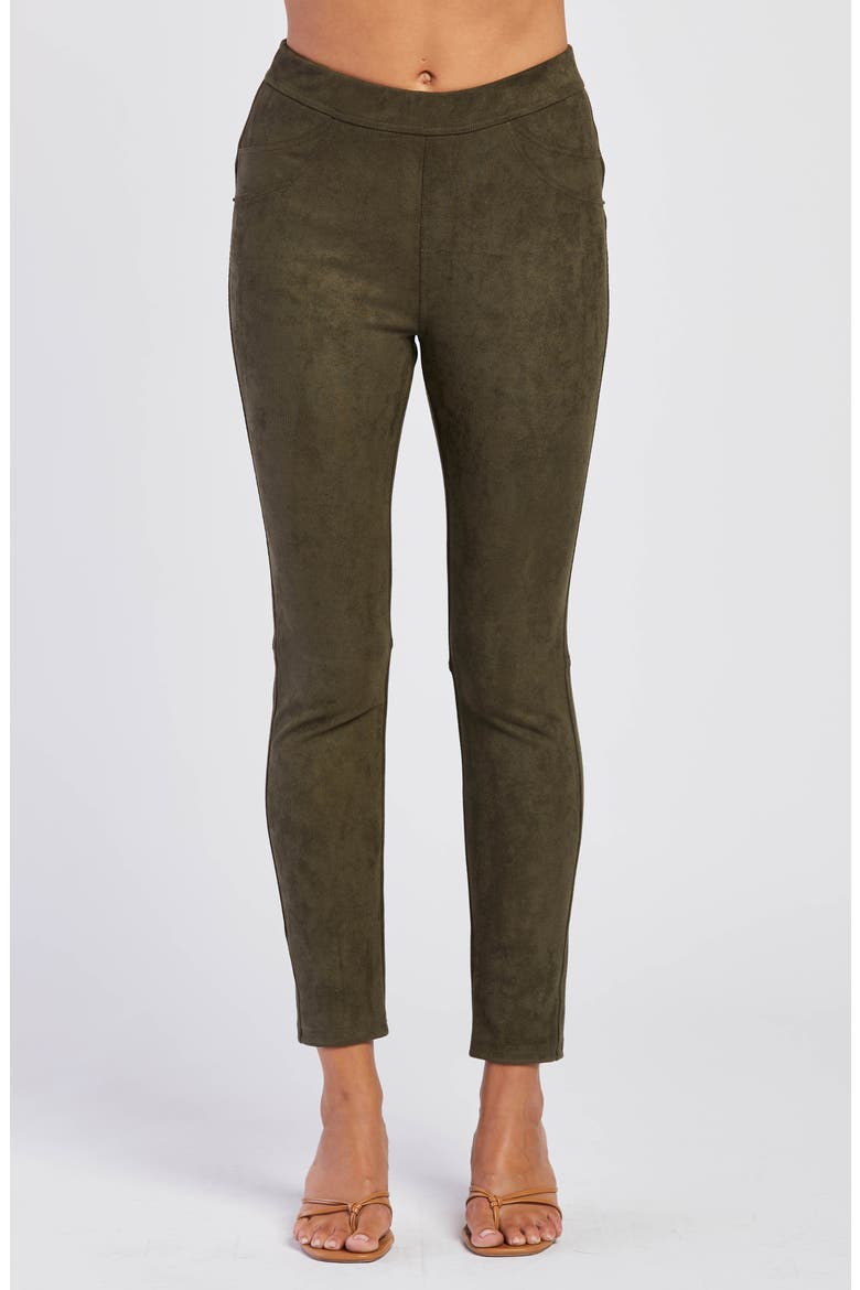 Ferguson Faux Suede Leggings, Main, color, OLIVE