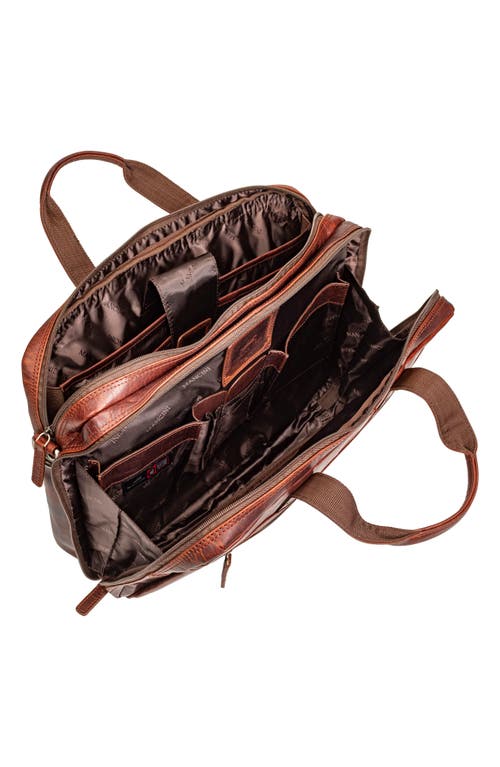 Mancini Double Compartment Leather Briefcase In Brown