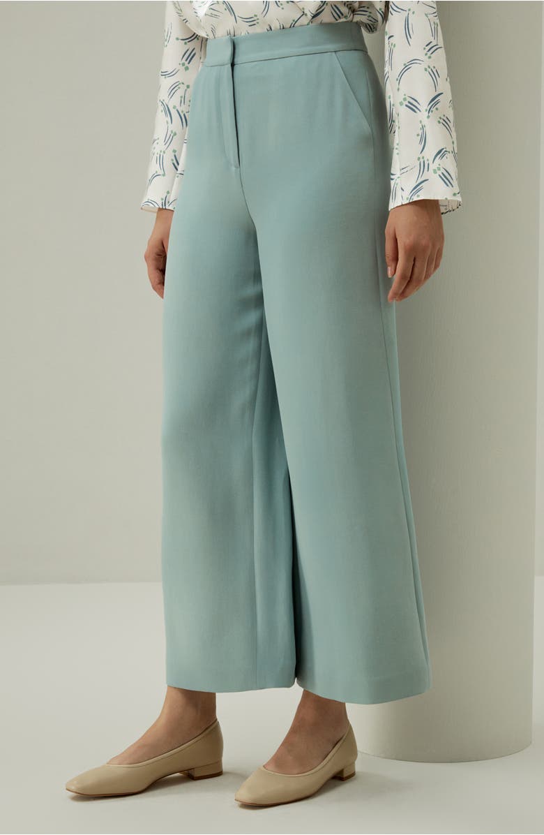 Lilysilk Silk Wide Leg Tailored Pant with Mid Rise, Alternate, color, Sea Mist