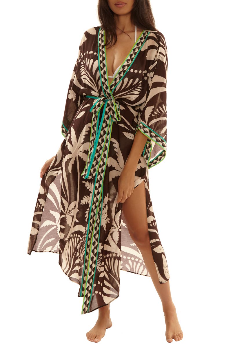 Trina Turk Syros Cover-Up Wrap, Main, color, Brown Multi