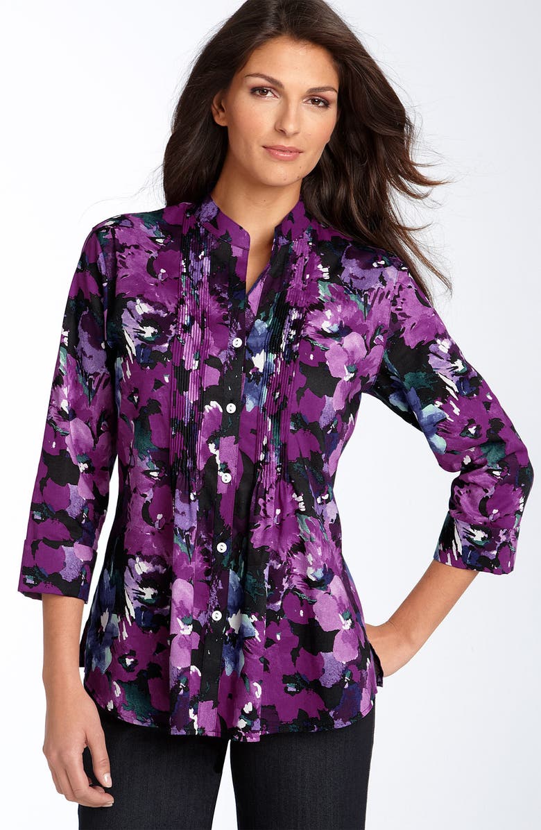 Foxcroft 'Watercolor Garden' Print Shirt, Main, color,