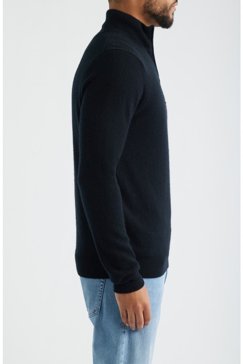 Quarter Zip Cashmere Sweater, Alternate, color, BLACK