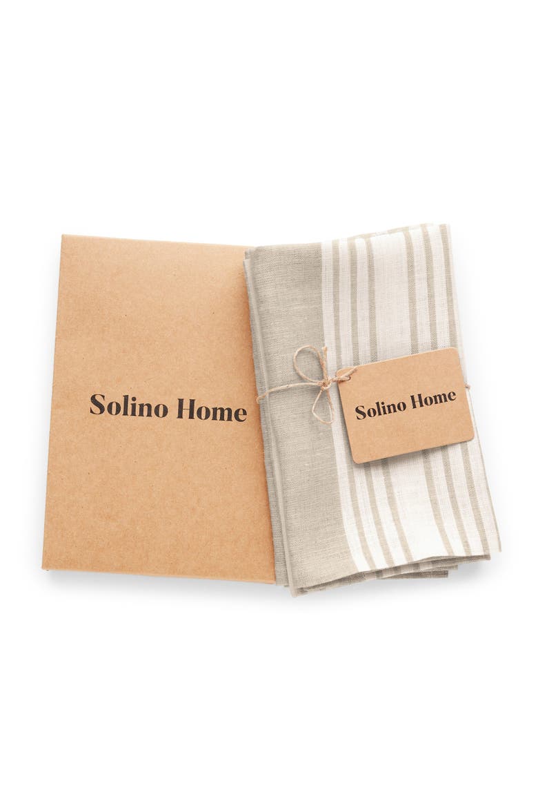 Linen Kitchen Towels Set of 2, 17 x 26" - Farmhouse, Alternate, color, White and Natural