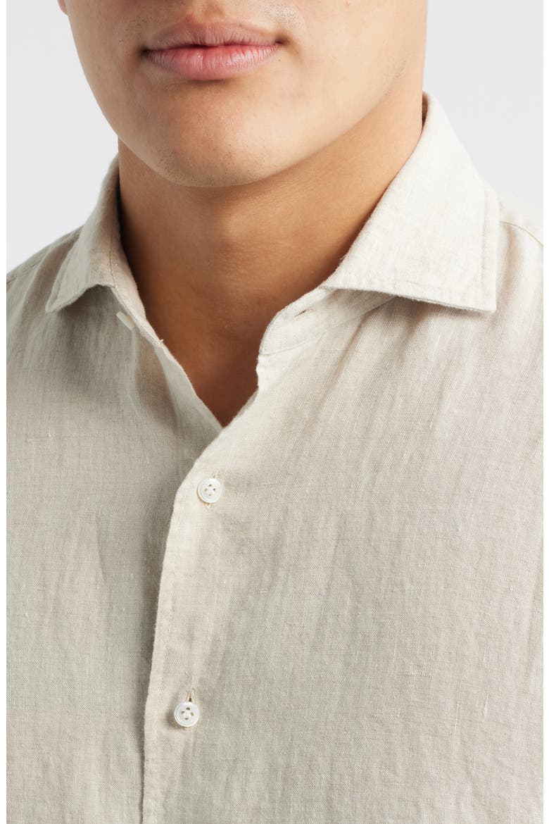 Astino Lino Tailored Fit Linen Button-Up Shirt, Alternate, color, TRUFFLE