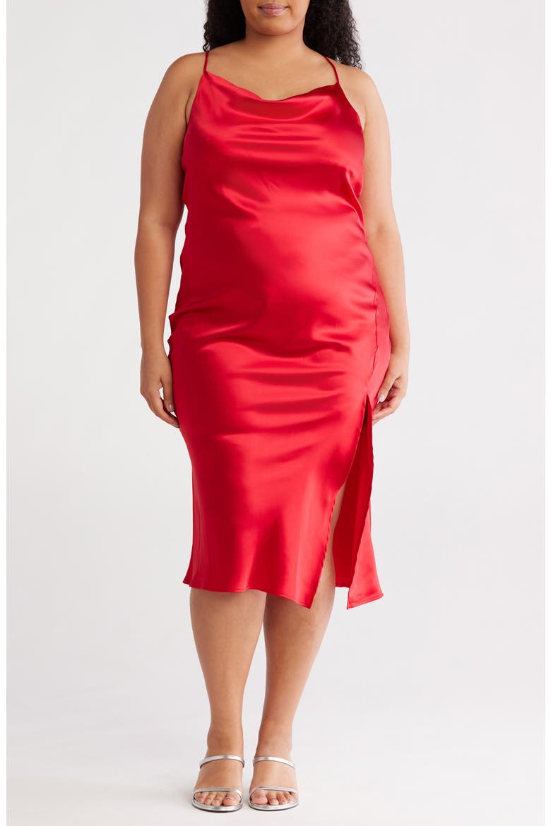 Satin Slipdress, Main, color, RED