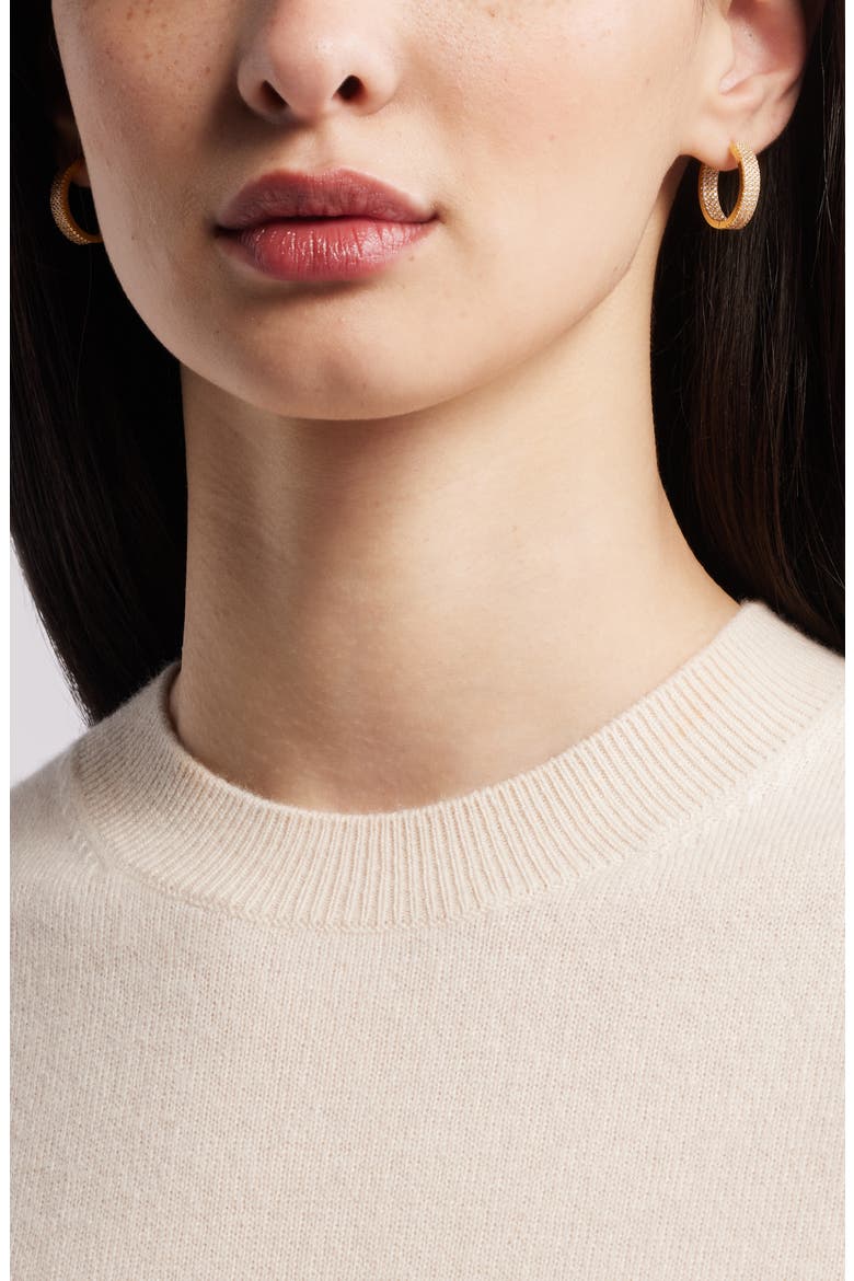 Pavé Huggie Hoops, Alternate, color, CLEAR- GOLD