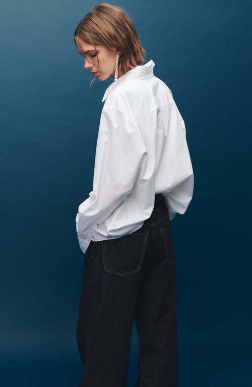 Mango Mid Rise Button Fly Wide Leg Jeans In Black