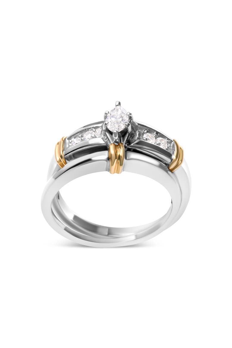 14K Yellow and White Gold 1/3 Cttw Diamond Engagement Ring Set, Main, color, Yellow