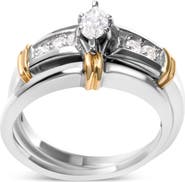 Haus of Brilliance 14K Yellow and White Gold 1/3 Cttw Diamond Engagement Ring Set