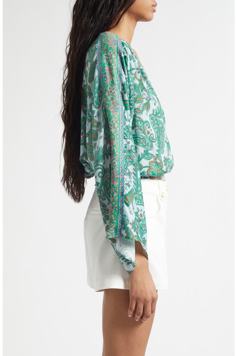 Trisha Paisley Deep V-Neck Top, Alternate, color, BRIGHT PALM PATCHWORK