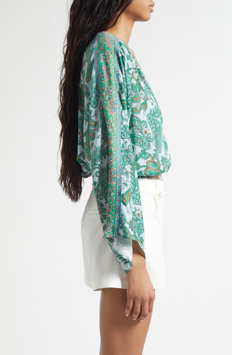 Ramy Brook Trisha Paisley Deep V-Neck Top, Alternate, color, Bright Palm Patchwork