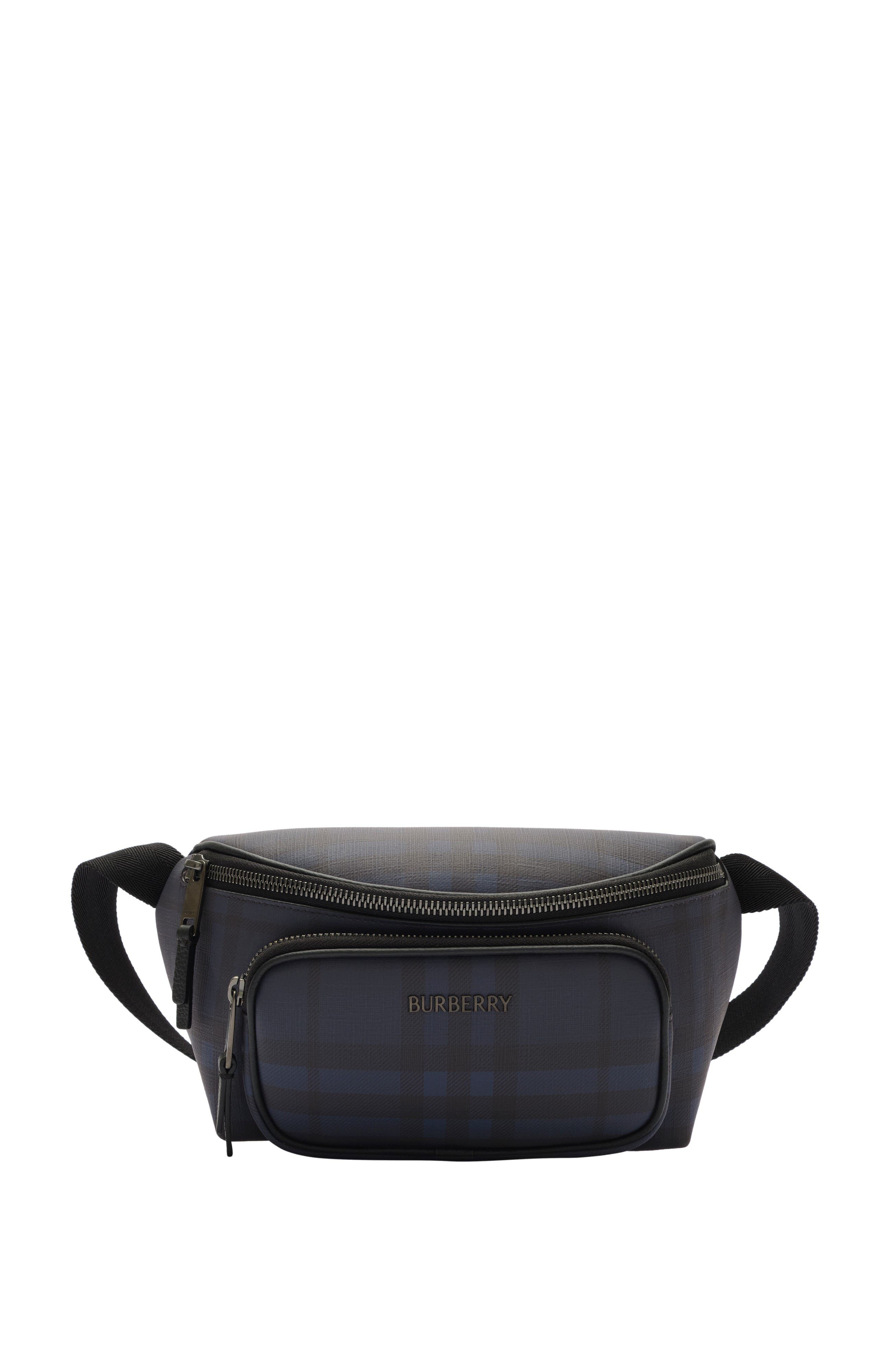 Burberry City Check Belt Bag, Main, color, Navy