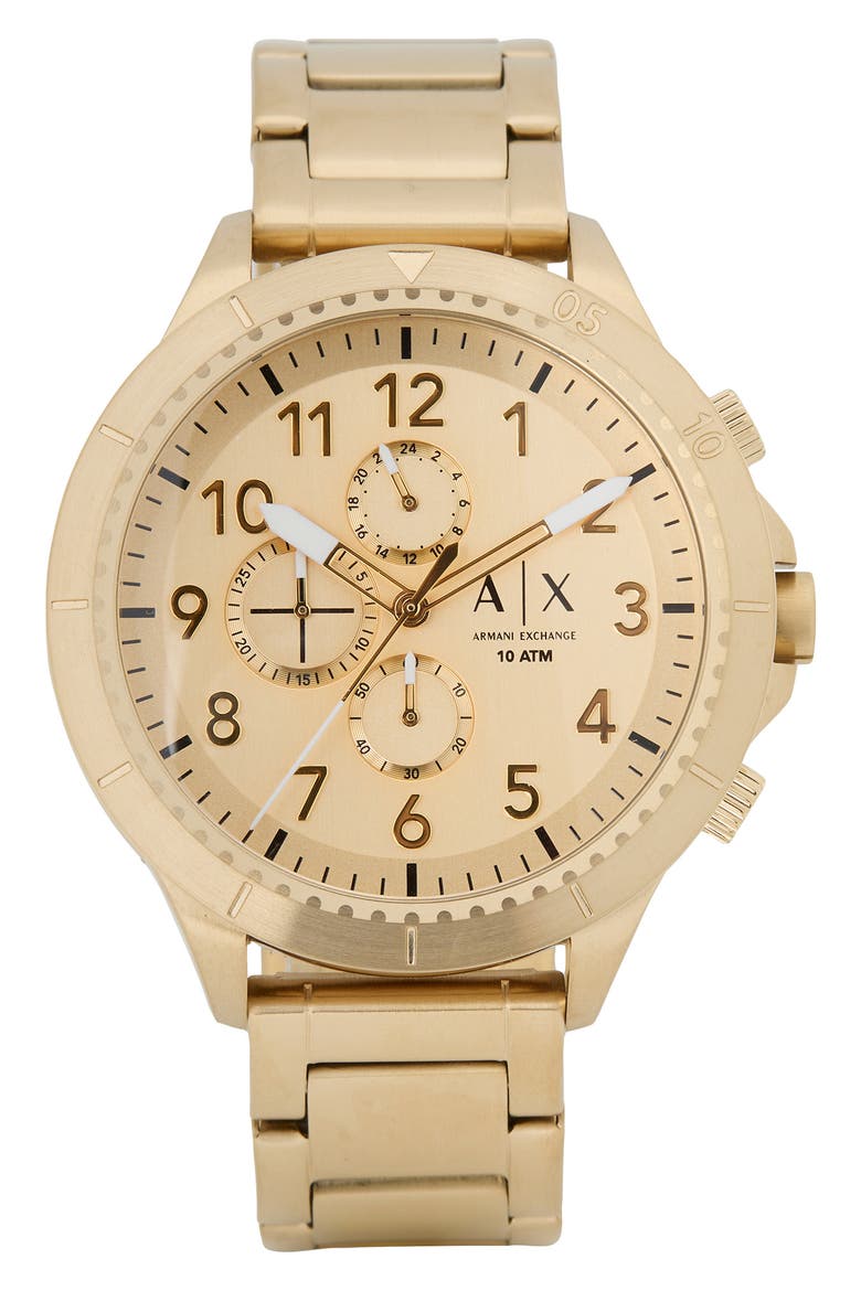 Men's Chronograph Bracelet Watch, Alternate, color, GOLD/ GOLD