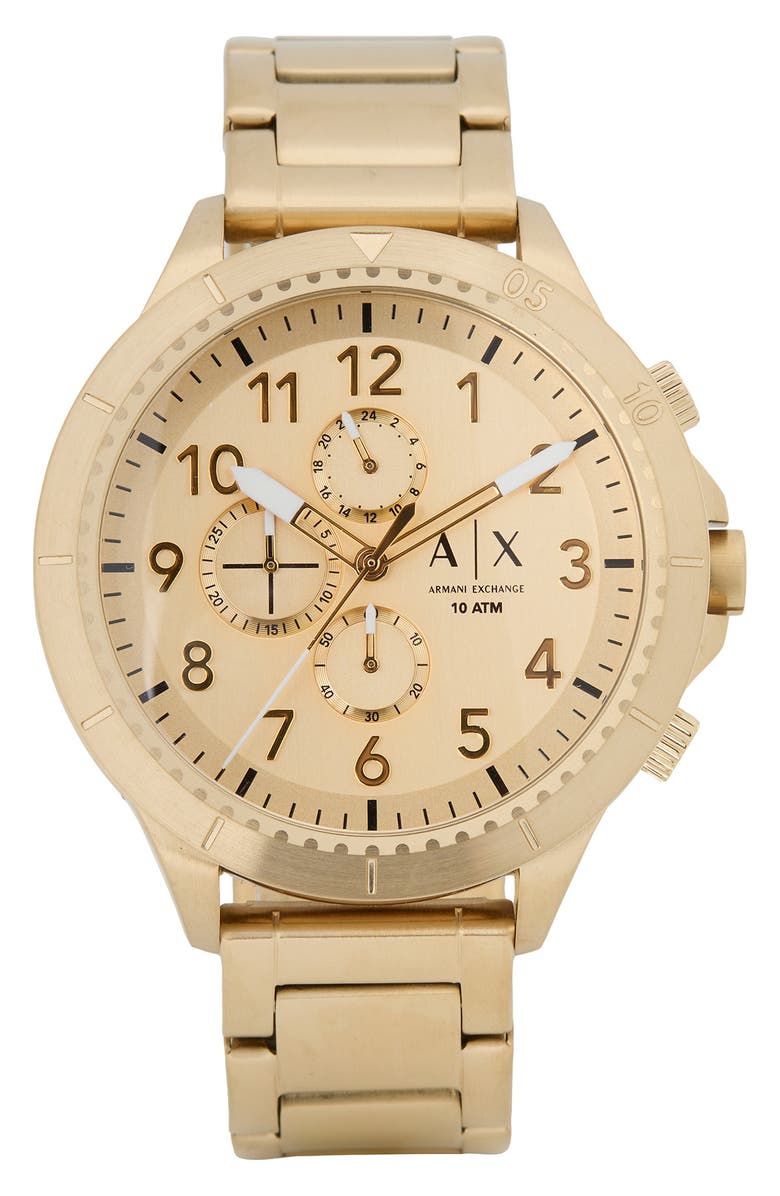 AX Armani Exchange Men's Chronograph Bracelet Watch, Alternate, color, Gold/ Gold