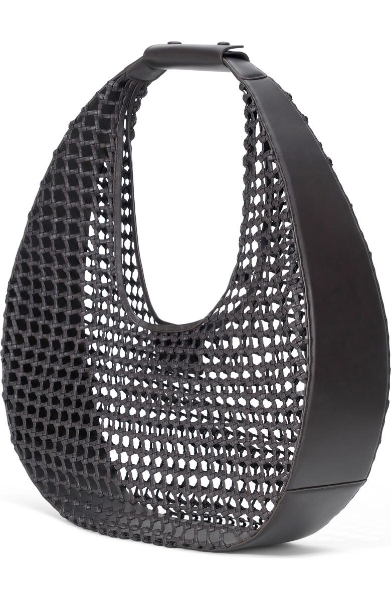 STAUD Moon Woven Leather Top Handle Tote, Alternate, color, Dark Espresso