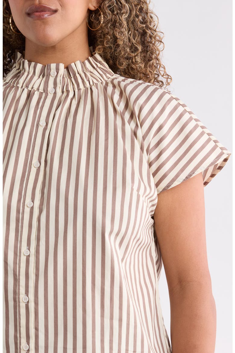 Patma Ruffle Stripe Shirt, Alternate, color, BROWN-CREAM