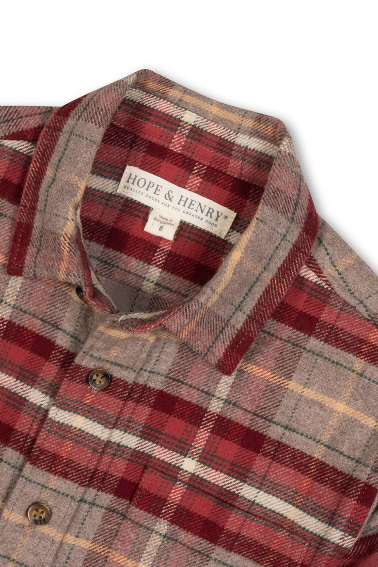 Kids' Organic Flannel Button Down Shirt, Alternate, color, Rosy Taupe Plaid