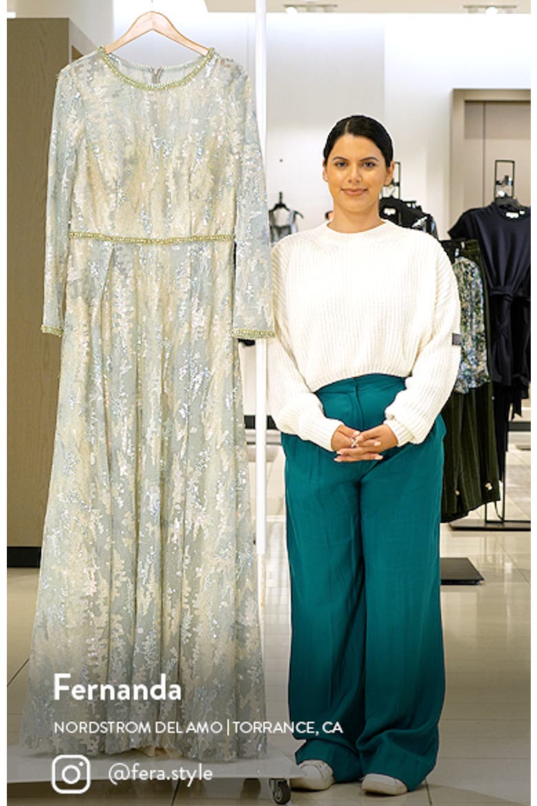 Long Sleeve Embellished Mesh Gown video