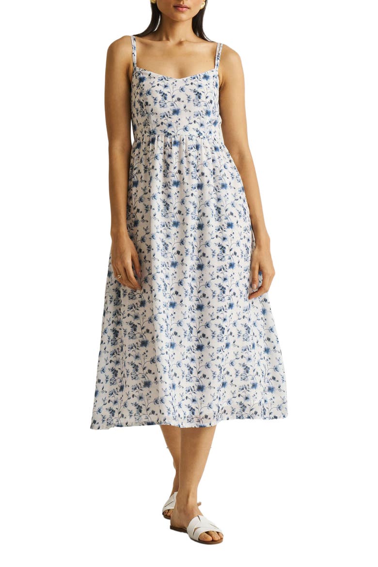 Strappy Gathered Midi Dress, Main, color, Wisteria Whimsy