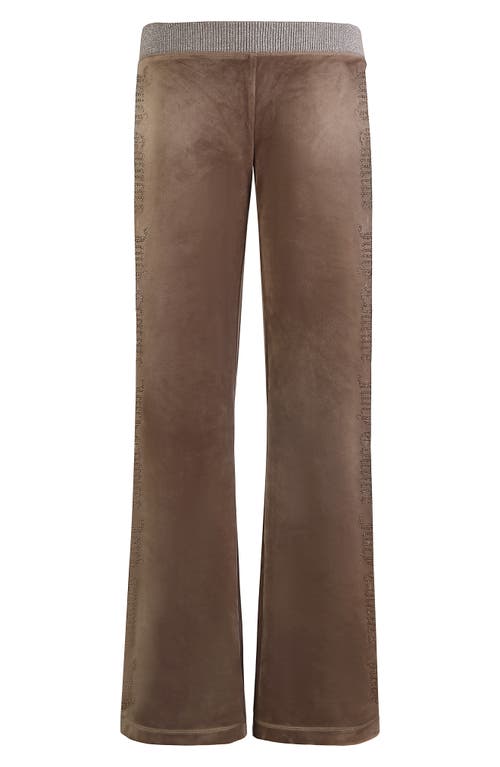 Juicy Couture Wide Leg Velour Track Pants In Pewter