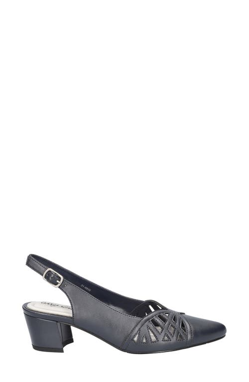 Easy Street Bizzy Womens Faux Leather Laser Cut Slingback Heels In Navy