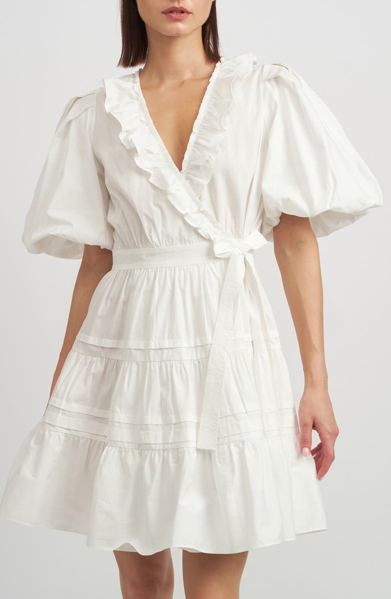 En Saison Lorena Ruffle Wrap Minidress, Alternate, color, 