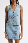 YanYan Dotty Embellished Cotton Rib Sweater Vest