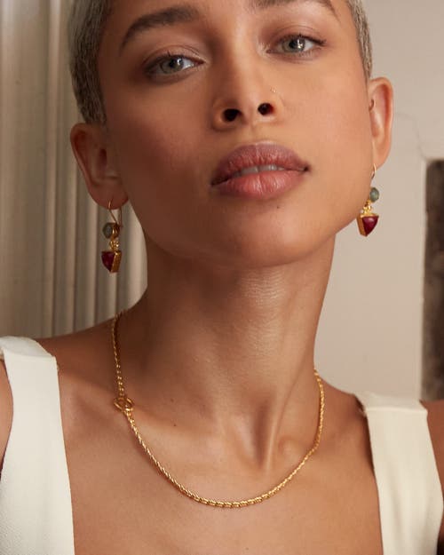 Ottoman Hands Thea Snake Chain Necklace With T-bar In Gold