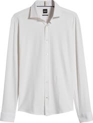BOSS Roan Solid Stretch Cotton Button-Up Shirt