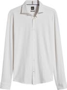 BOSS Roan Solid Stretch Cotton Button-Up Shirt