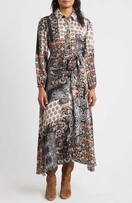 Julia Jordan Mixed Print Long Sleeve Shirtdress