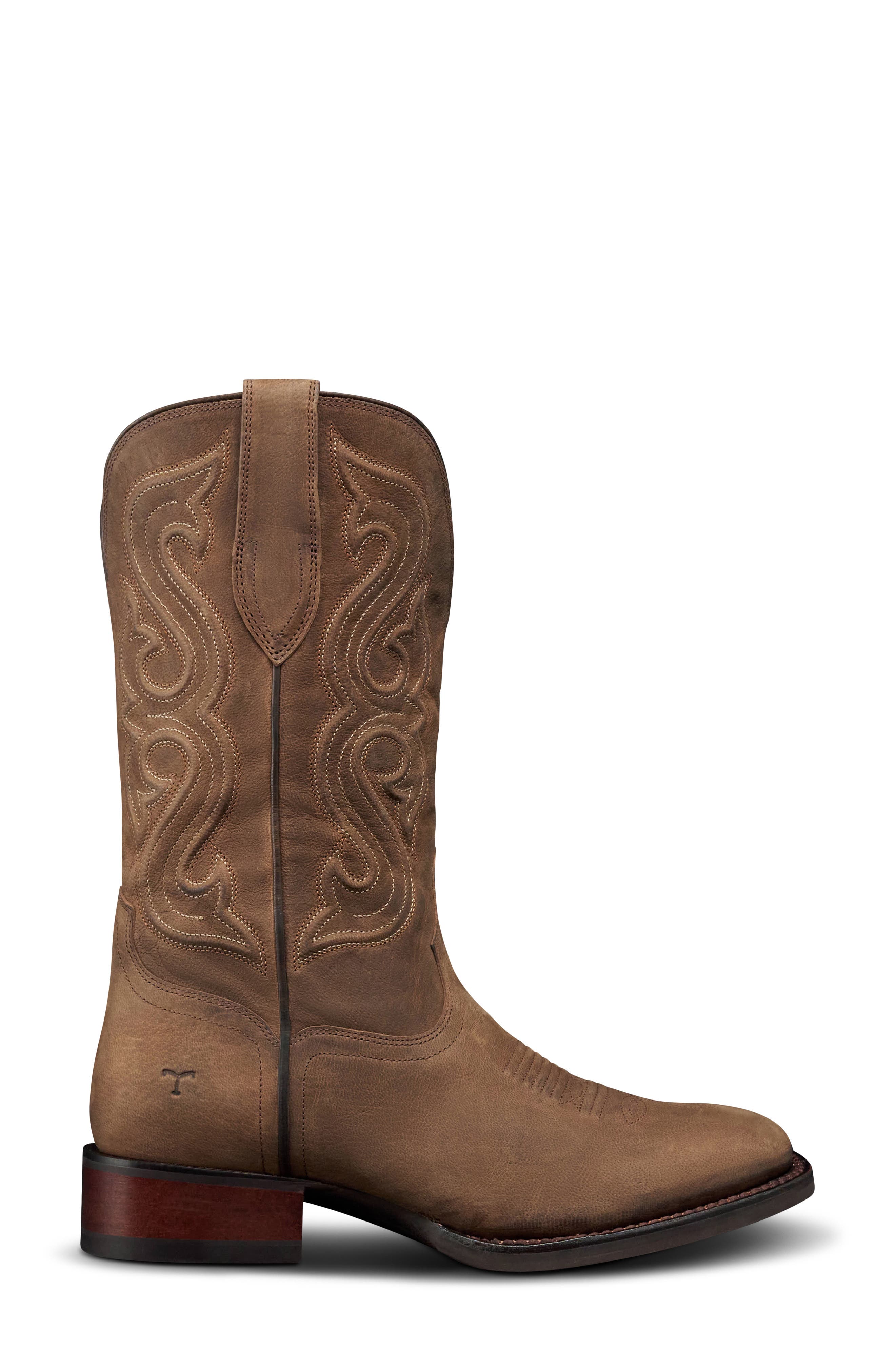 Tess Leather Western Boot, Alternate, color, CAFE