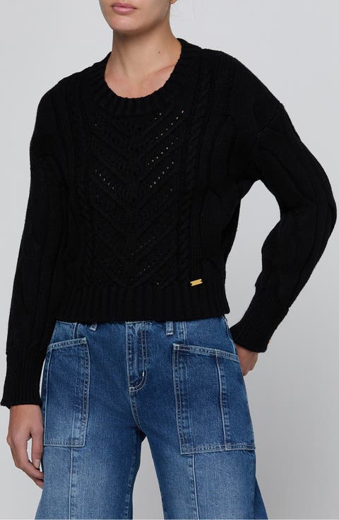 Storm Boxy Cropped Cable Sweater