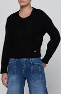 L'AGENCE Storm Boxy Cropped Cable Sweater